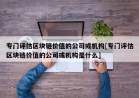 专门评估区块链价值的公司或机构[专门评估区块链价值的公司或机构是什么]